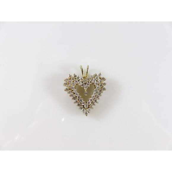 Sterling CI 925 Silver Cubic Zirconia Encrusted Heart Pendant Caspian Internatio - Picture 1 of 7